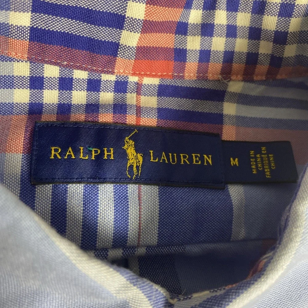 Polo Ralph Lauren Men's Medium Madras Plaid Button Down Flesh Pony Shirt